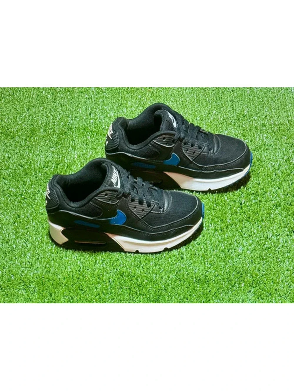 Nike Air Max 90 Black Blue Youth Size 4Y